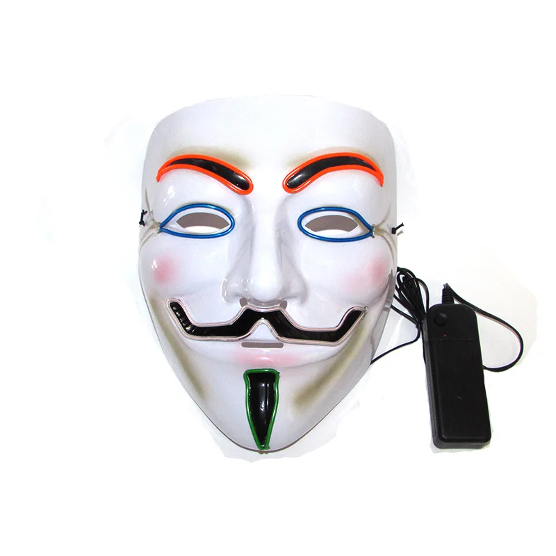 Mixed 4 colors Halloween Luminous LED Mask Costumes Cosplay Guy Fawkes Mask V For Vendetta Mask Light Up Halloween Night