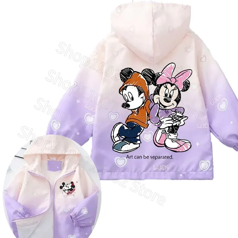 Minnie Mickey Mouse Kids Jackets Disney Cute Boys Girls Coats Anime Movie Graphic Print Jacket Warm Comfortable Fashion Gifts