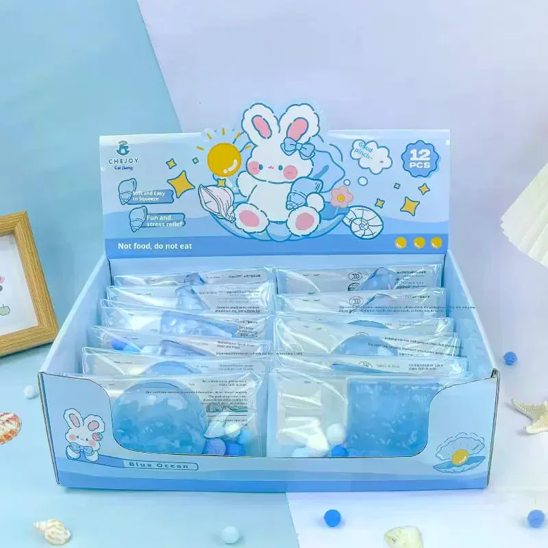 1 pçs brinquedo sensorial criativo super macio alívio do estresse cubo transparente oceano pegajoso adereços oceano cubo espremer brinquedos