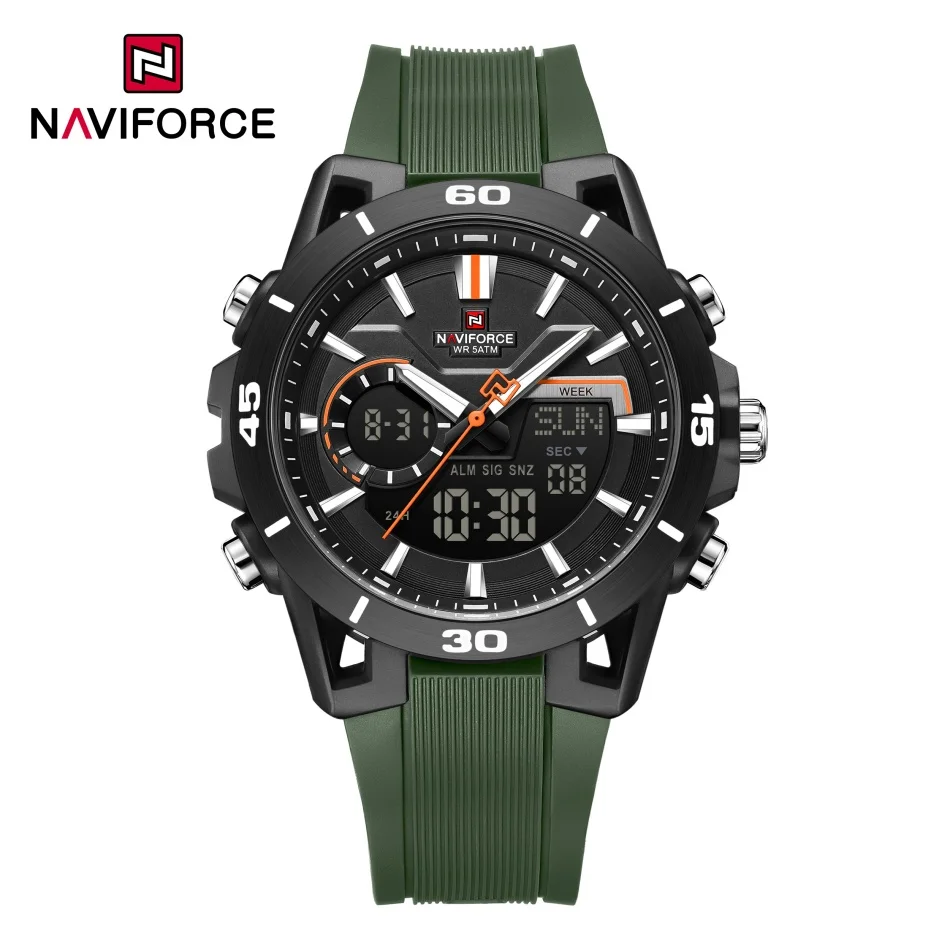 Reloj NAVIFORCE de doble horario para hombre, reloj de pulsera deportivo resistente al agua con cuenta atrás, cronógrafo masculino, reloj despertador, Reloj Hombre