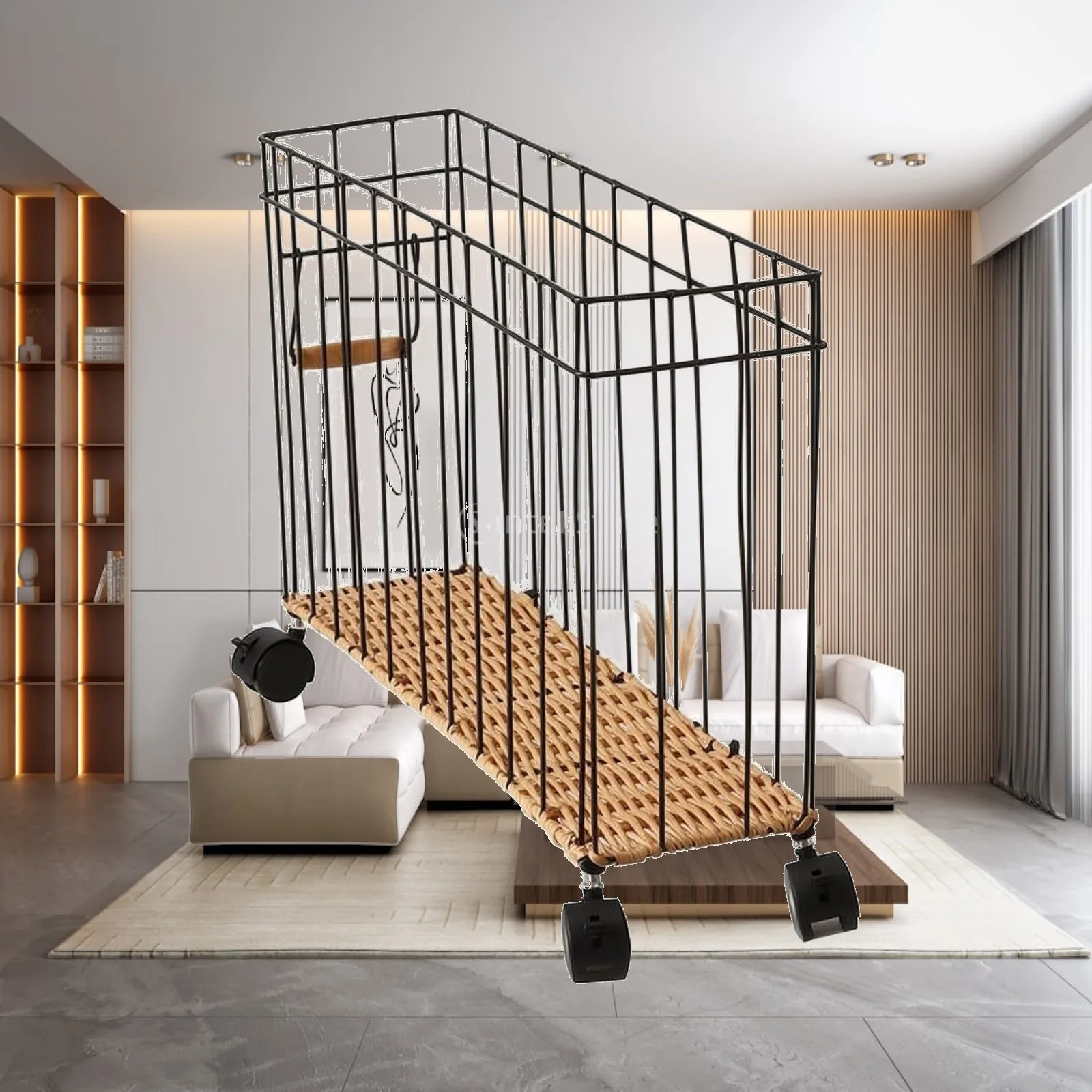 Ventilated Fitness Equipment Organizer | Convenient Pull Handle, Wire Basket