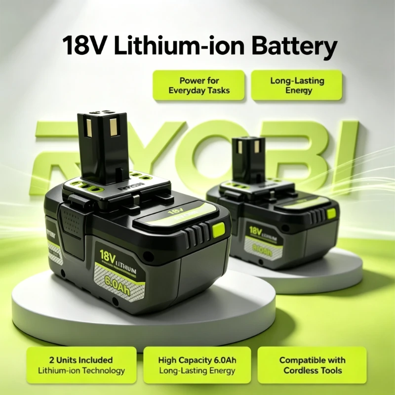 Original RYOBI ONE+ 18V 8.0Ah Rechargeable Lithium Battery,Replacement Li-ion Battery for P108 P104 P107DIY Cordless Power Tools