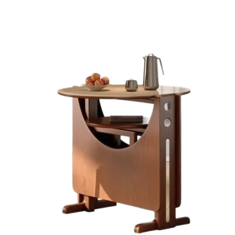 Solid wood folding dining table, small apartment dining table c