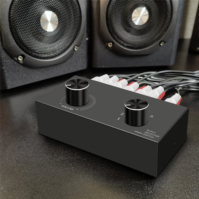 

N82R RCA аудио двунаправленный переключатель селектор аудио переключатель разветвитель с регулятором громкости 6X1 1X6