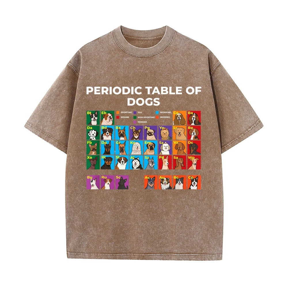 Periodic Table of Dogs Dog Lover Funny Science Men Women Kids T-Shirt Loose Fit Oversize T-Shirts Men's Clothing Deals Casual
