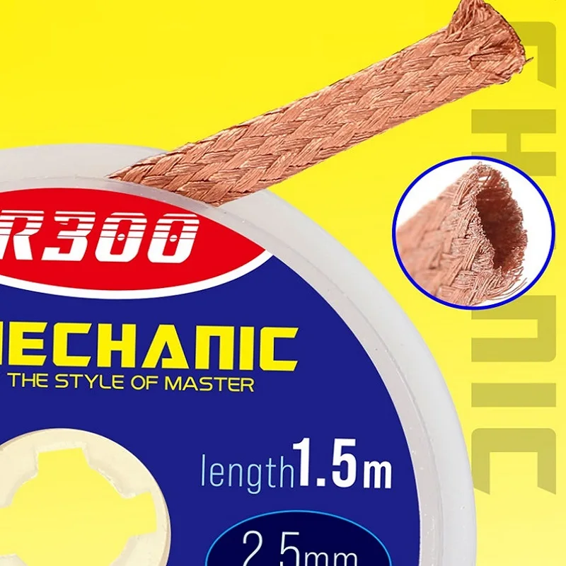 MECHANIC R300 1.0/1.5/2.0/2.5/3.0/3.5/4.0mm Width 1.5mLength Desoldering Braid Welding Remover Copper Solder Wick Wire Cord
