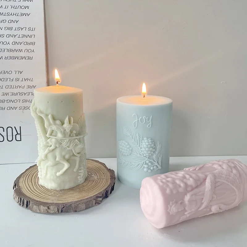 

DIY Cylindrical Carving Art Silicone Candle Mold 3D Nordic Pattern Aromatherapy Plaster Gypsum Molds Home Decor Crafts Gifts