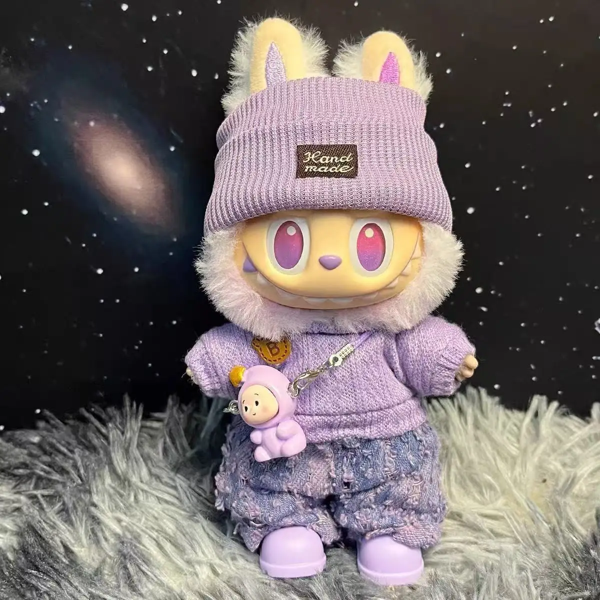 Ubranka dla Labubu, designerski strój, kostium, akcesoria dla lalek 17 cm, odzież, kombinezon Labubu, słuchawki, buty, zestaw z torbą