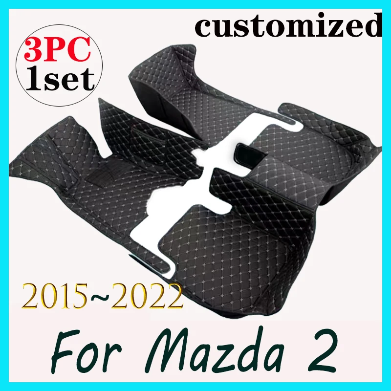 Car Floor Mats For Mazda2 Mazda 2 Demio Toyota Yaris R DJ DL 2015~2022 Leather Mat Rugs Carpets Interior Parts Car Accessories