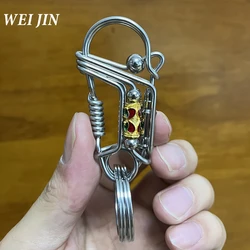 Stainless Steel Handicraft Keychains For Men, Waist Buckle Multicolor Matte Bead Car Keyring, Outdoor Mechanical Style Trinket