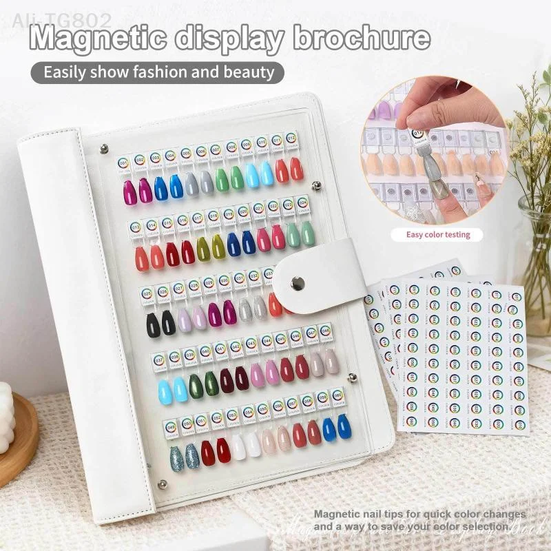 

1 Set 60/120 Colors Magnetic Tips Nail Art Swatch Book Manicure Color Test Storage Book Large Acrylic Works Display Color Card