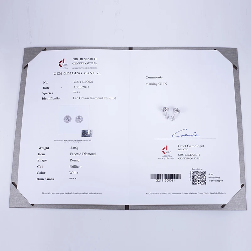 Round Lab Grown Diamond Earring With IGI Certificate PT950 Diamonds Stud Earrings For Woman Girls In Stock MSE-532