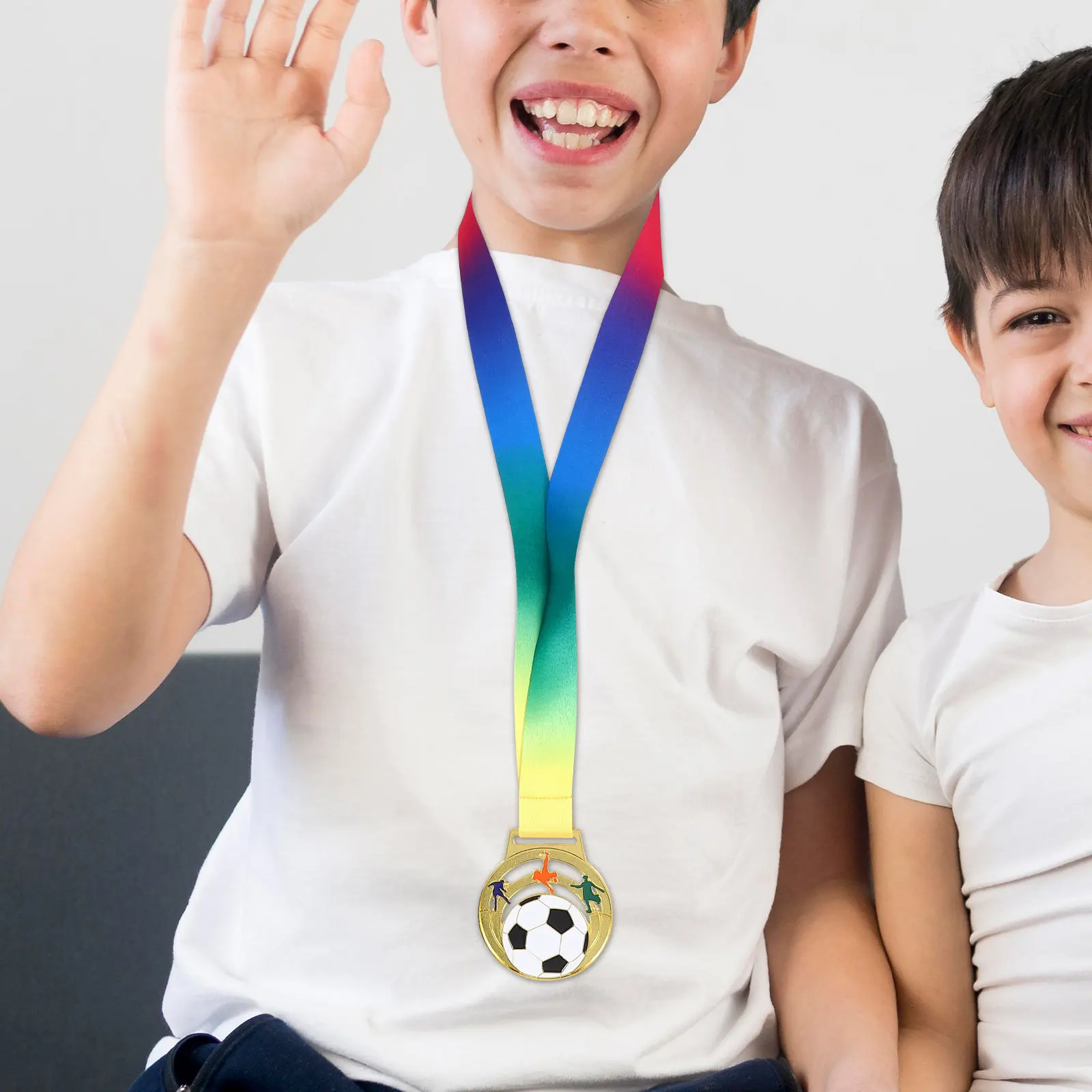 6Pcs Children Soccer Medals Hollow-Out Zinc Alloy Metal Sports Awards Football Party Game Prizes Sport Day Kids Achievement