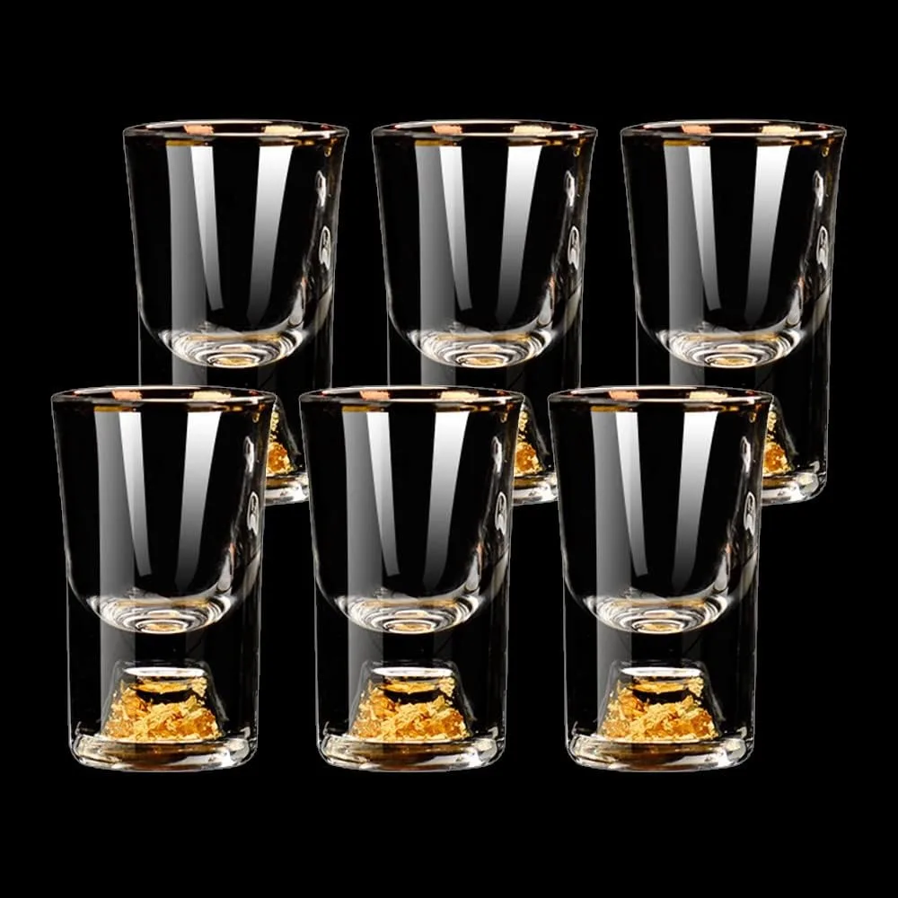 

8pcs 15ml Shot Glasses Crystal Shot Glasses Set Decorated with 24K Gold Foil Vodka Glass Shot Glasses Perfect for Party Bar Club
