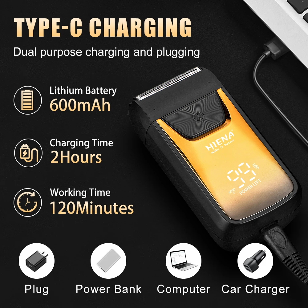 Barbeadores elétricos sem fio, aparador de pêlos e barbeador elétrico à prova d'água para homens