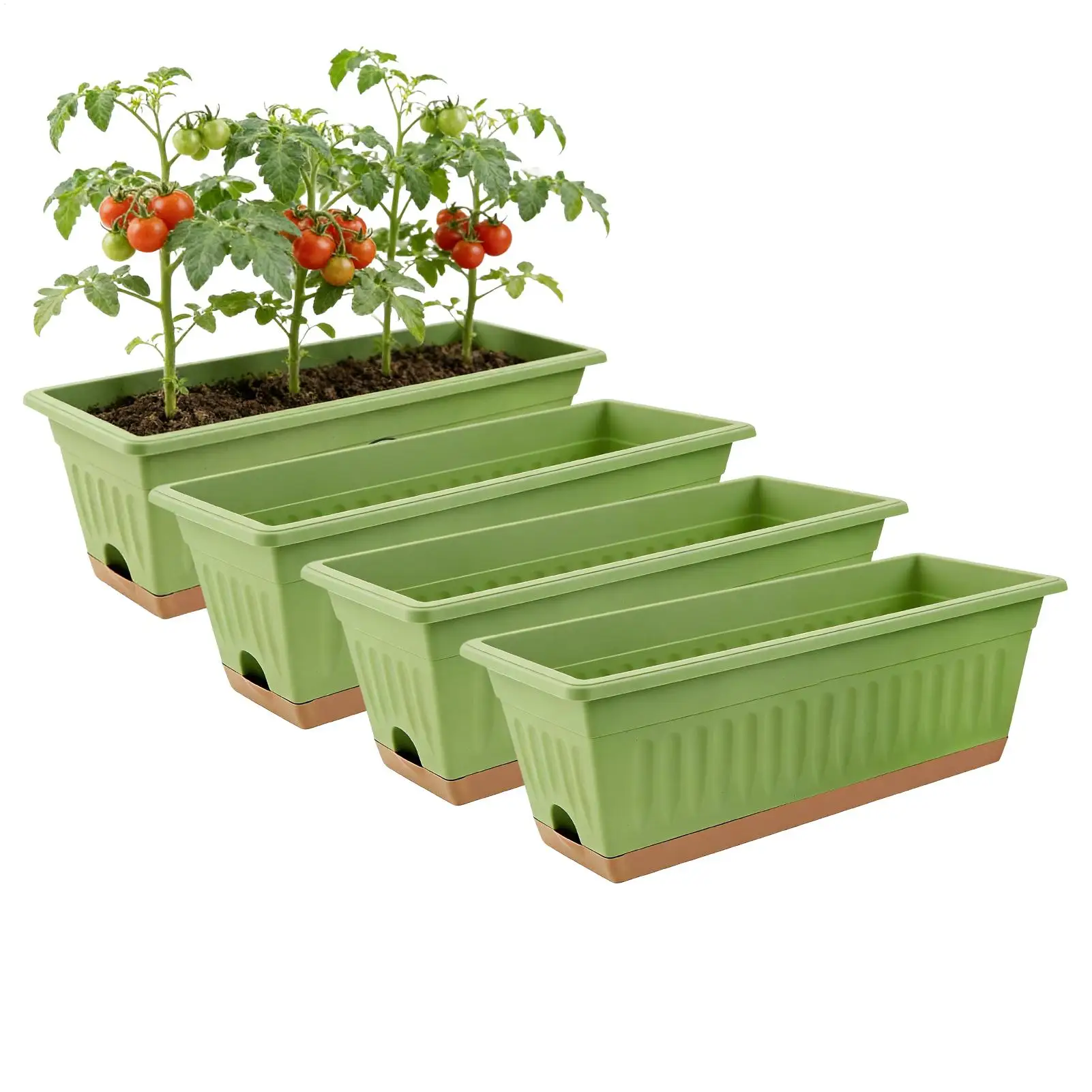 Plant Planter 4 Pieces Rectangle Decorative Flowerpot Large Flower Planter for Lettuce Potatoes Strawberries Cherry Tomatoes