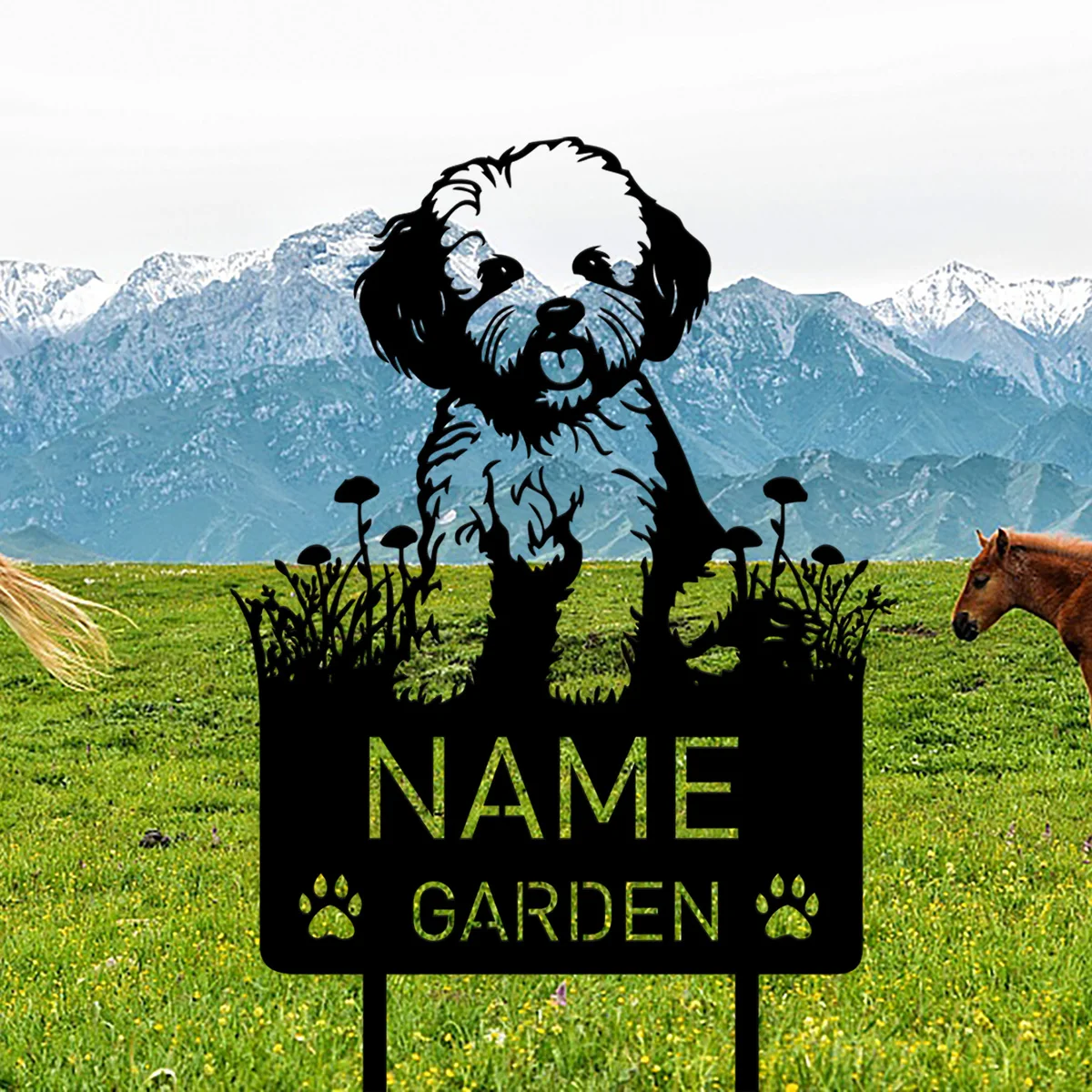 

Custom Bichon Frise Dog Metal Memorial Garden Stake Personalized Pet Grave Marker Name Sign Remembrance Stake Decor Sympathy Dog