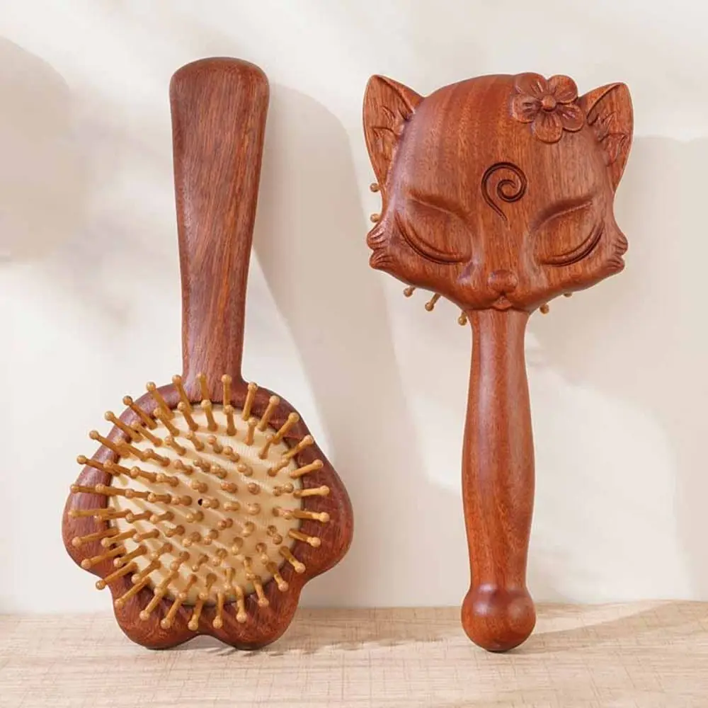 

Воздушная подушка в форме животного, расческа из сандалового дерева, антистатическая портативная расческа на воздушной подушке, кровообращение головы, массажная расческа