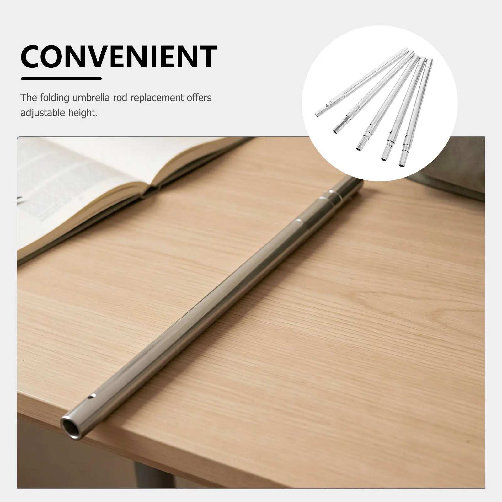 5Pcs Heavy Duty Folding Umbrella Telescoping Center Shaft Pole Replacement Outdoor Umbrella Rod Repair Parts Portable view 5