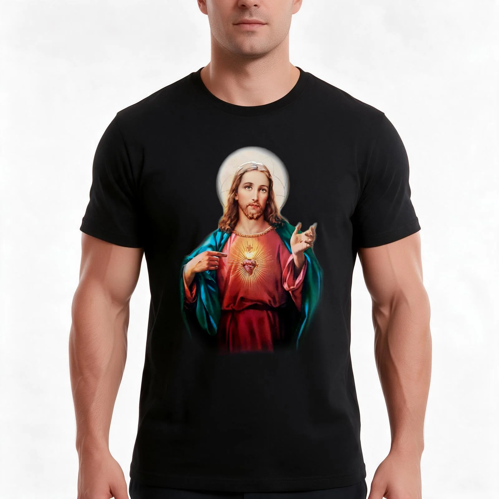 jesus christ saviour T-Shirt, Summer Casual Cotton Tee, Oversized Streetwear Tops, Vintage Graphic Print, Loose Fit Short Sleeve