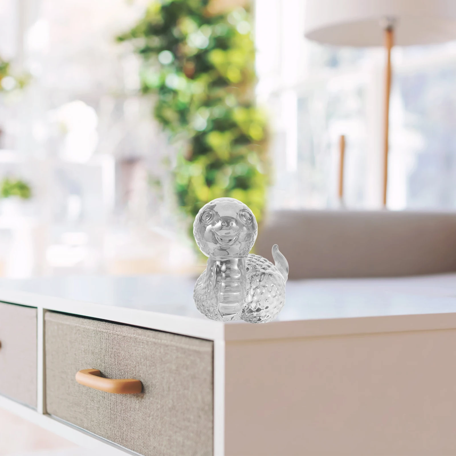 

Chubby Snake Baby Cartoon Crystal Small Chinese Zodiac Animal Sculpture Handmade Glass Decoration Year of Snake Feng Shui