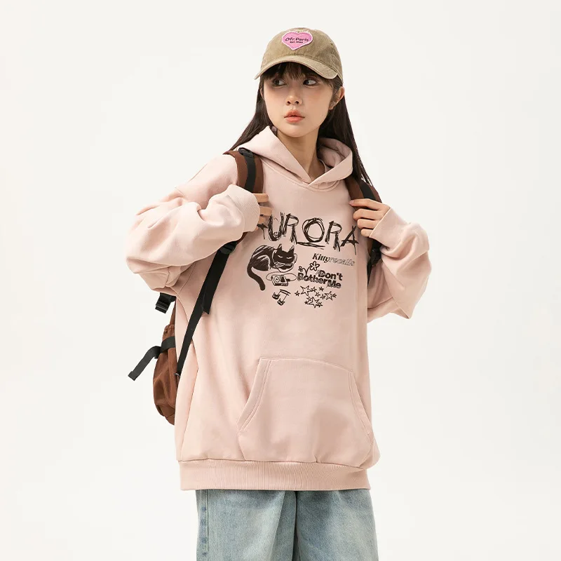 男性用フード付きスウェットシャツ,日本のアニメカットプリント,原宿ファッション,ゆったりとしたセーター,ユニセックスストリートウェア,y2k