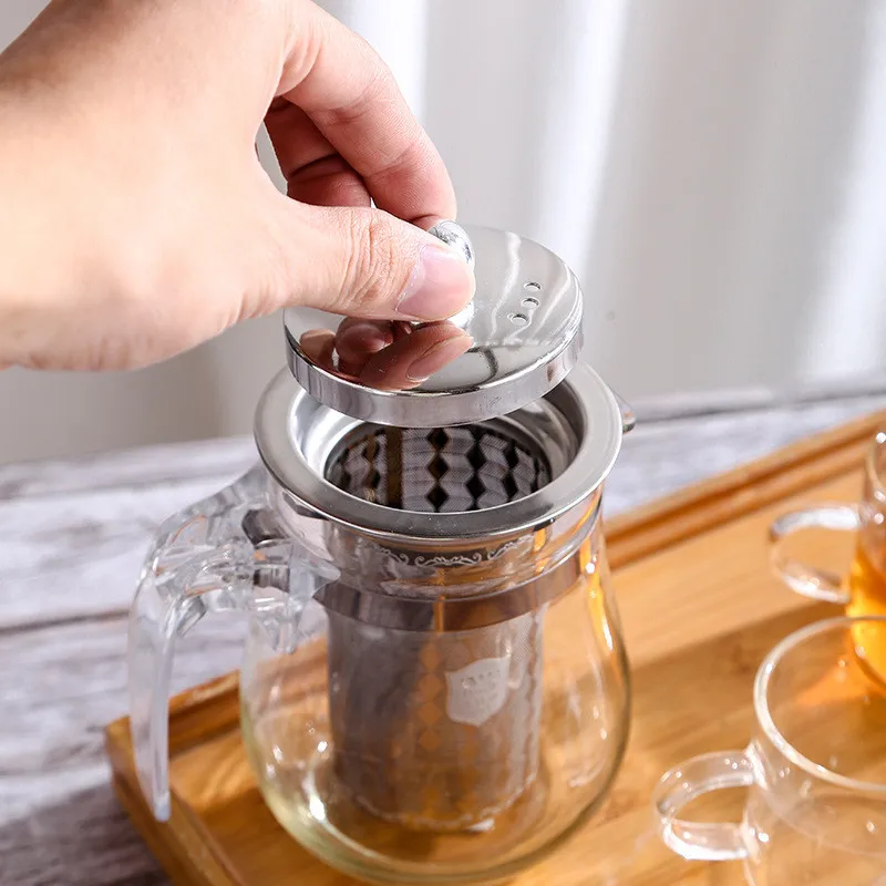 Infusore per tè in acciaio inossidabile 304 Colino da tè di alta qualità con coperchio Teiera Filtro per caffè a maglia fine Accessorio per tè