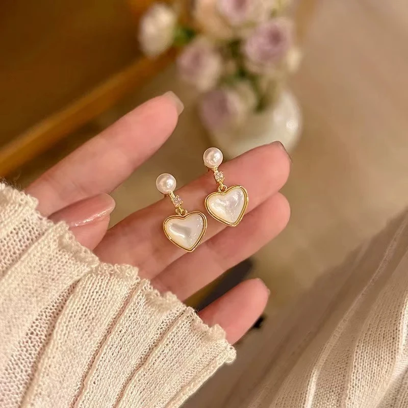 Wholesale Heart Shape 925 Sterling Silver Earrings Mount Findings Settings Base Mounting Parts Accessory for 5-7mm Pearls