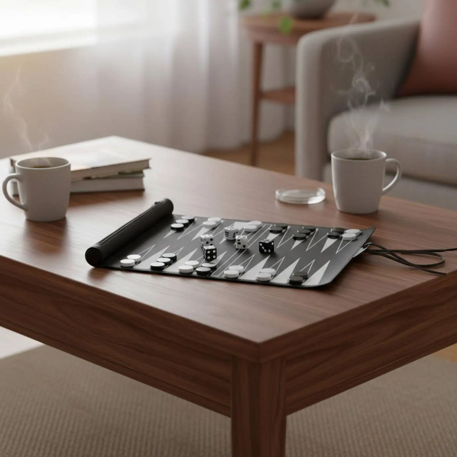 

Roll-up Backgammon Game Acrylic Pieces Roll-up Backgammon Board