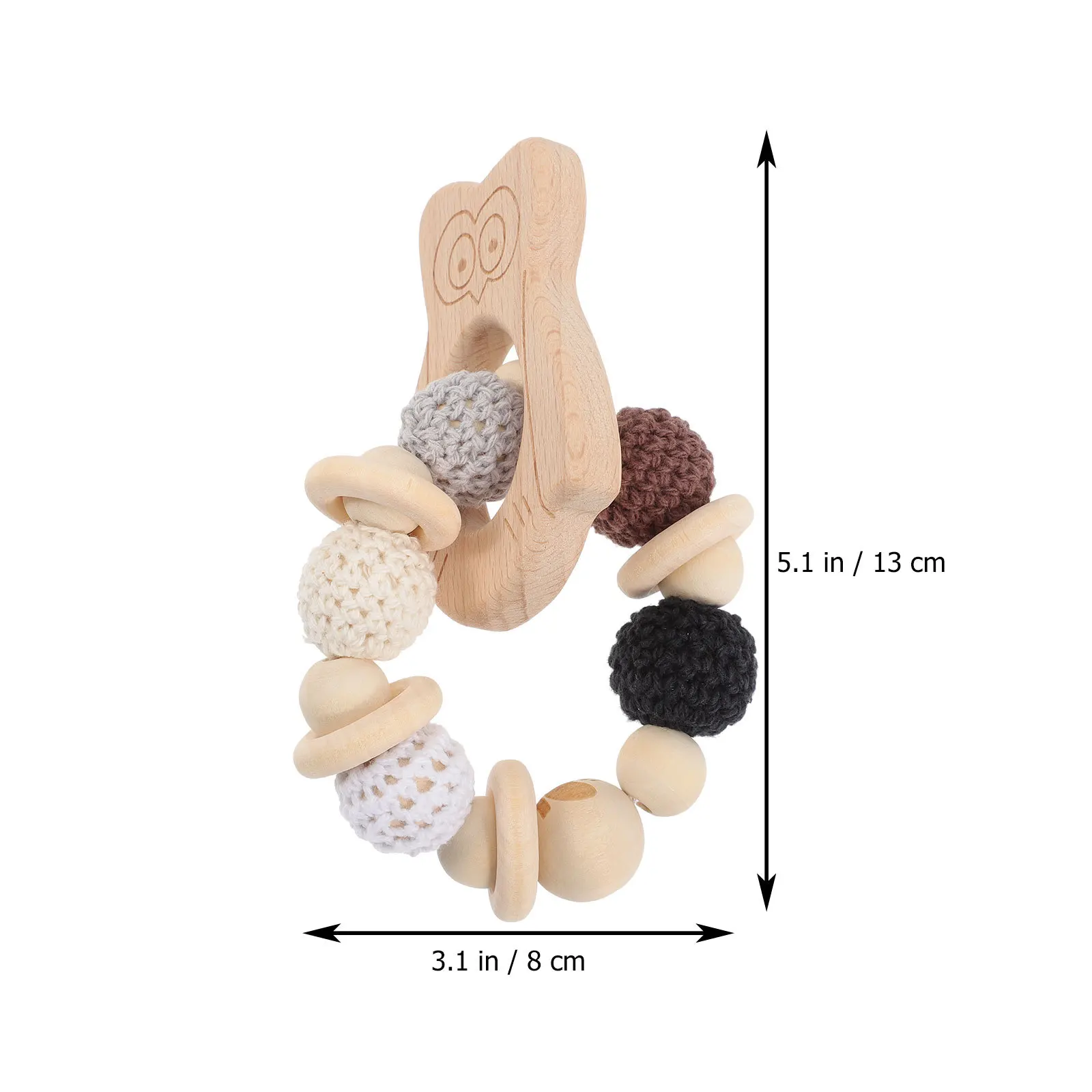 Haya Baby Owl Sonajero Mordedor Anillo de masticación sensorial para bebés de 0 a 6 meses Desarrollo de habilidades motoras finas para bebés,