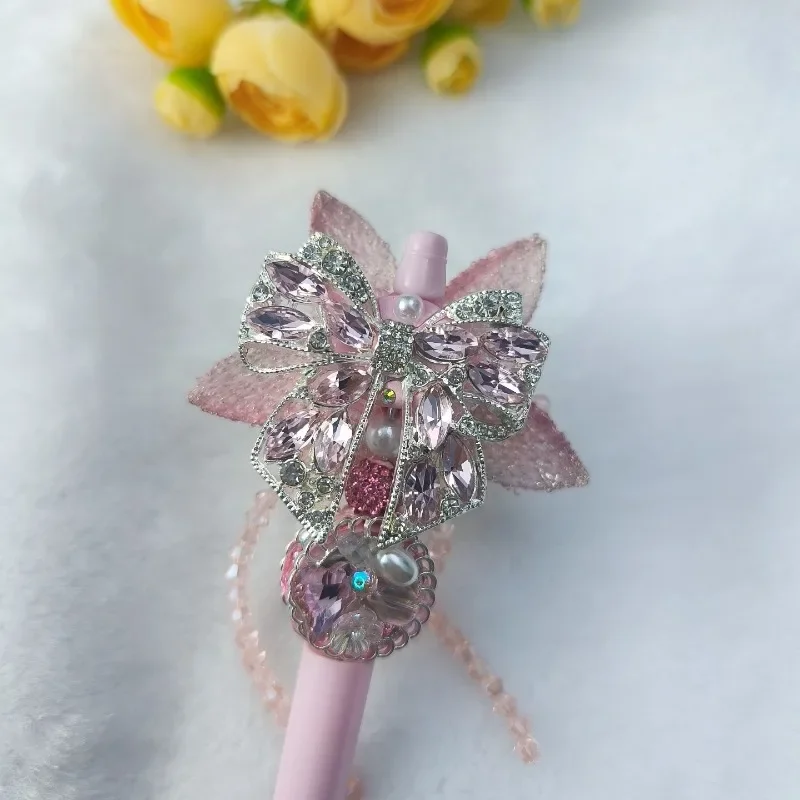 Fancy Beads for Diy Pens New Vitange Bead Pink Flower Bow Tassel DIY Bead Pen Bracelet Necklace Phone Chain Jewelry Accessories view 3