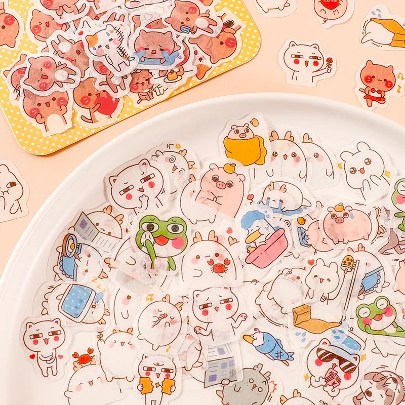 Cartoon Cute Small Stickers Creative and Paper Hand Account Sticker Bag Children's Stickers Hand Account Decoration DIY Material