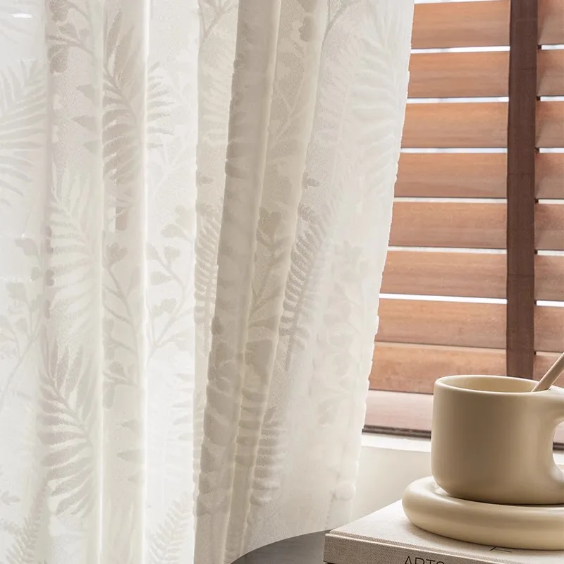 French Romantic Soft Comfortable Vintage Heavy Industry Embossed Window Tulle Curtains for Living Dining Room Bedroom Decoration