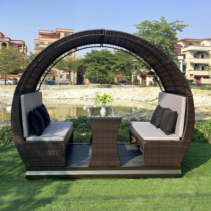 

Outdoor four-person power rocking chair, courtyard autumn thousand-person leisure chair, swing rattan slide rail rocking chair