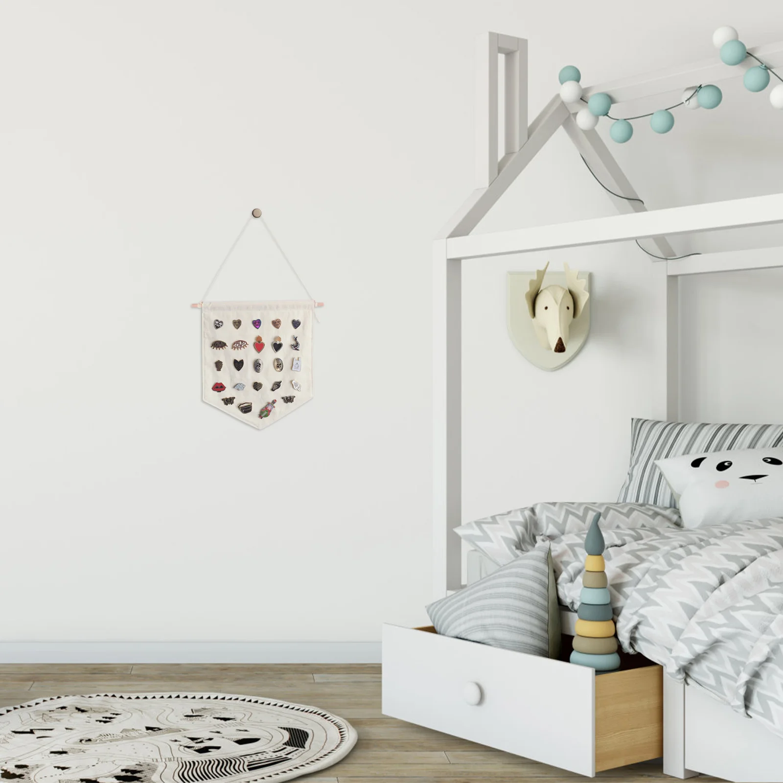 Revers Muurhouder Pin Primaire Kleur Badge Opslag Leuke Banner Case Vlag Label Display Canvas Emaille Showcase Rack