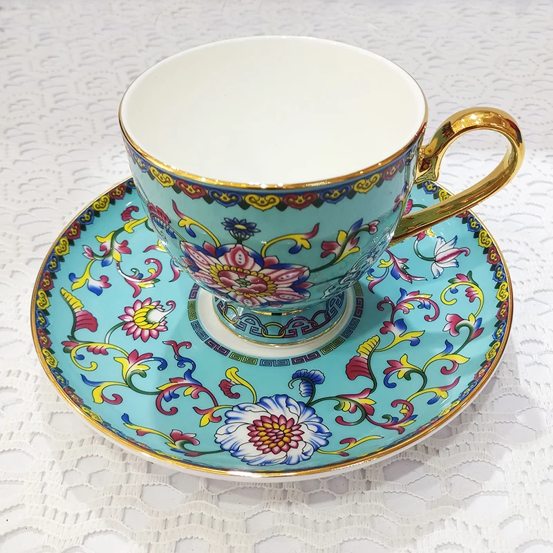 

Traditional Chinese Coffee Cups Set Bone China Porcelain Royal Vintage Teacup And Saucer Ceramic Taza Cafe Ceramica Kitchenware