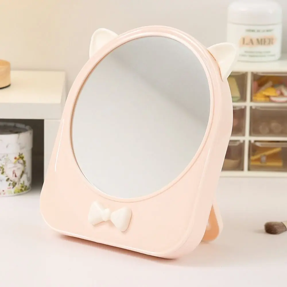 Miroir de maquillage avec boîte de rangement pour cosmétiques, étui de maquillage étanche à la poussière, haute définition, miroir en spanMirror Cat Ear