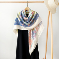 Spring and summer thin imitation cotton and linen shawl for travel photography, colorful printed scarf, air-conditioned room 135