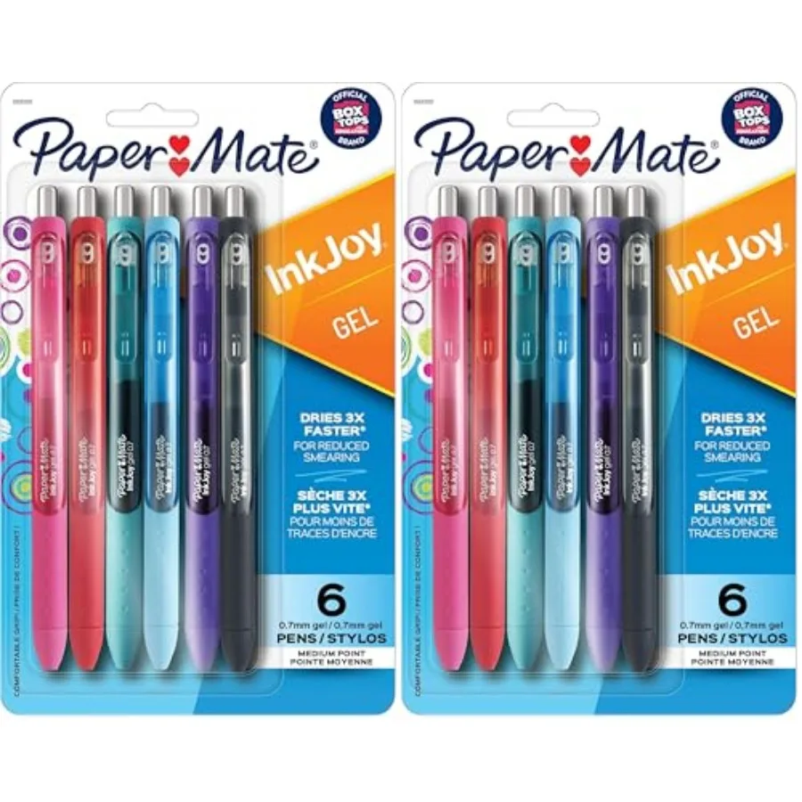 

InkJoy Pens Gel Pens Medium Point 0.7 mm Assorted 6 Count (Pack of 2)