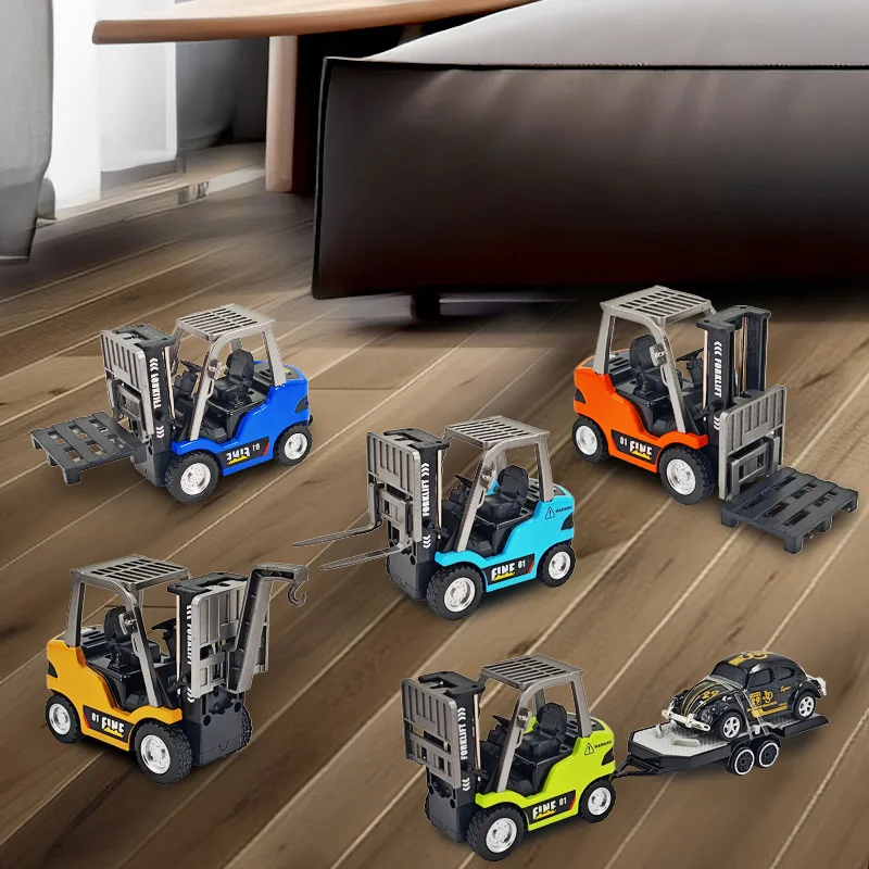 

1/64 RC Forklift With Trailer Full Scale Mini Rc Car With Flatbed Truck & Crane Toys Sound Lights Tabletop Vehicles Boys Toys