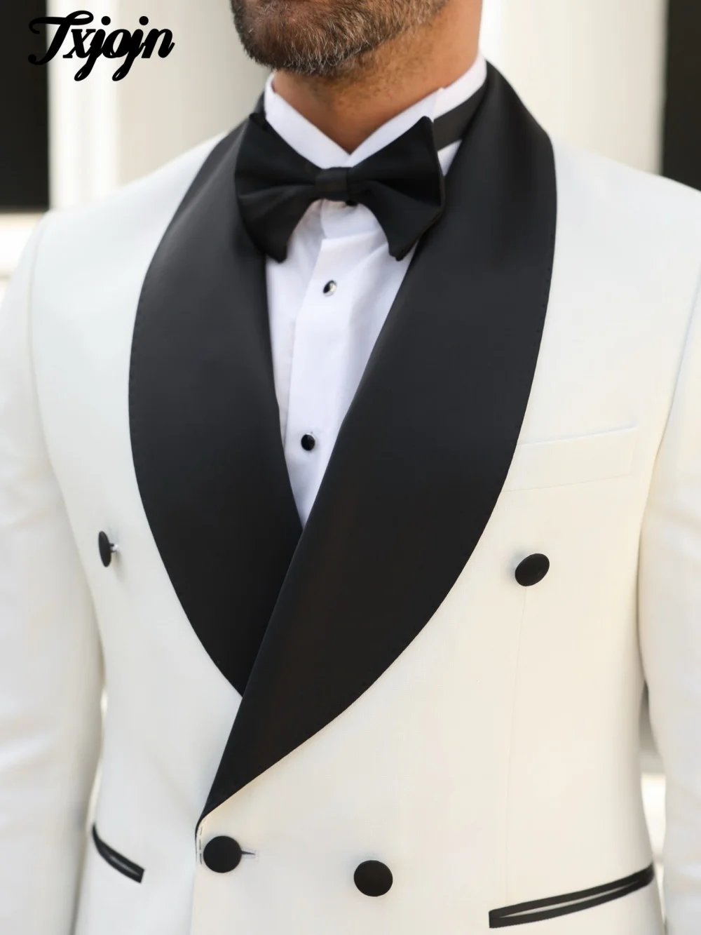 Classic Double Breasted Men Suit Set 2PCS 2025 Fashion Shawl Lapel Men Suit For Best Man Formal Colorblock Suit Trajes For Hombr - Image 3