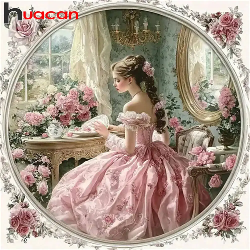 Huacan 5D DIY Princess Diamond Painting Handmade Gift Full Square Round Diamond Mosaic Complete Kit Home Decoration