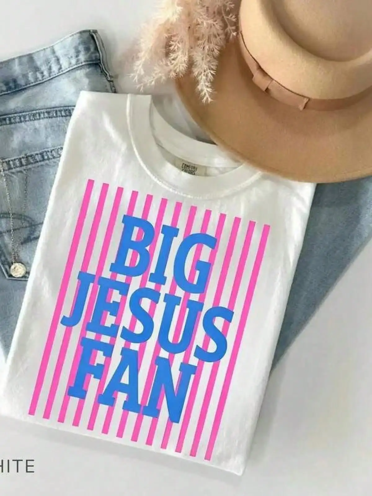 T Shirt Print ,Graphic-Cotton Tees Size Plus,100% Cotton Striped Big Jesus Fan T-Shirt, Preppy Christian Faith Tee, Inspirational Jesus Graphic Shirt, Religious God Lover Top - TrendWear USA2026-Cute Clothes,Beach Vacation Outfits Woman,Y2K,Oversized Shir