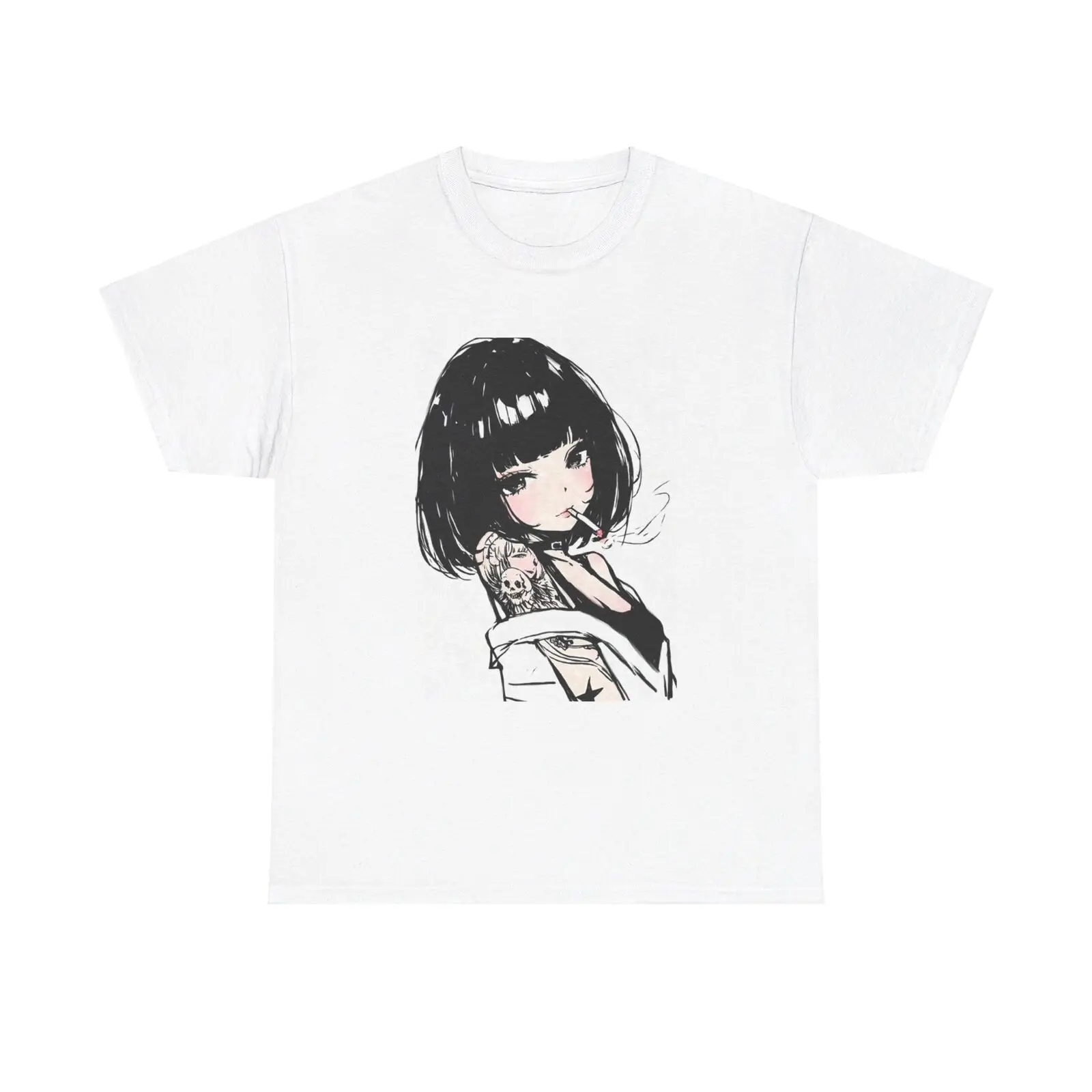 

Waifu Anime T-shirt Girl Graphic Cartoon Retro Gaming Unisex Heavy Tee Gamer rr