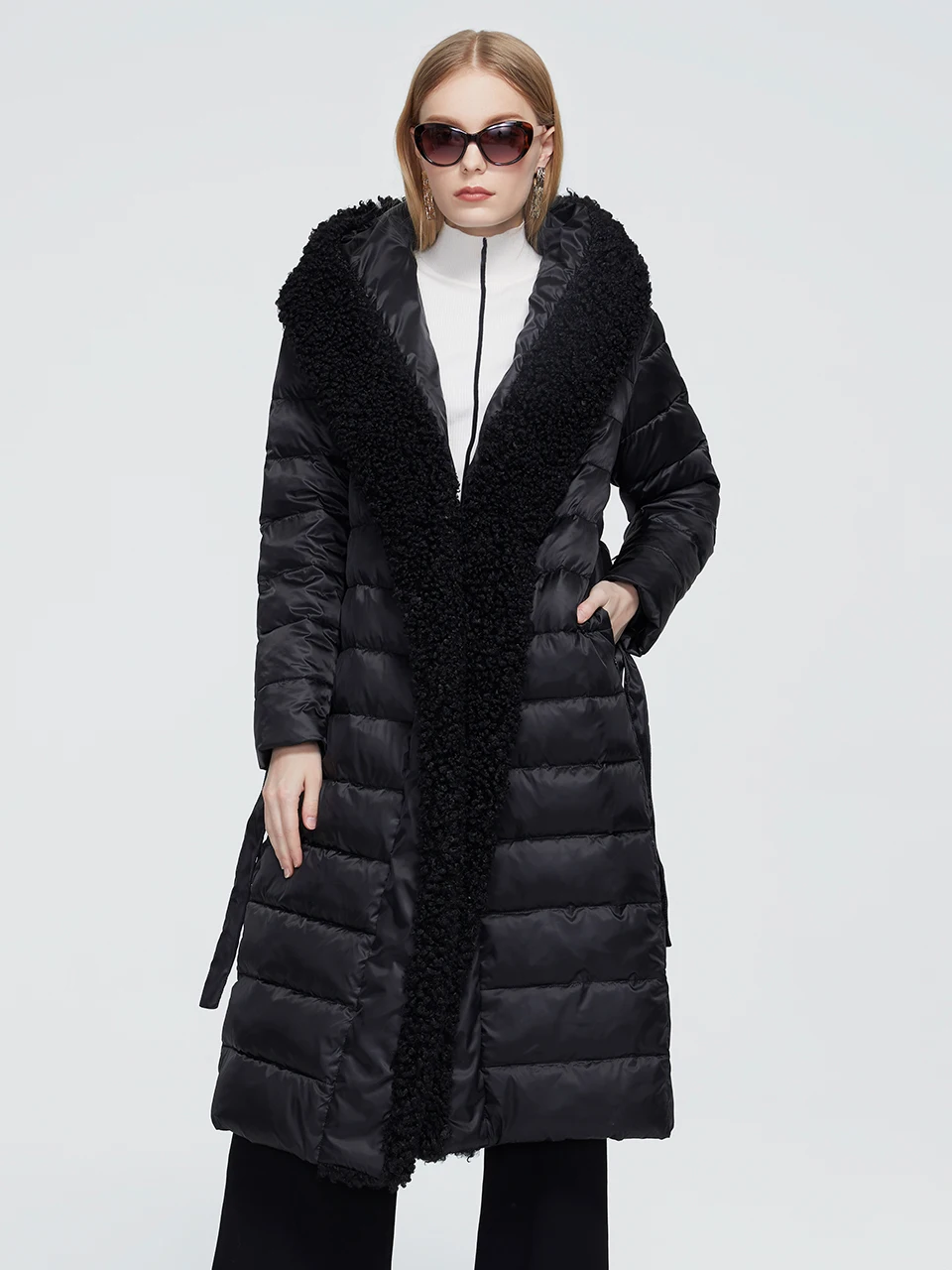 ZIAI 2022 New Winter fashion Women's coat  women long warm Jacket waistband with Rabbit fur Fur collar  AR-7518