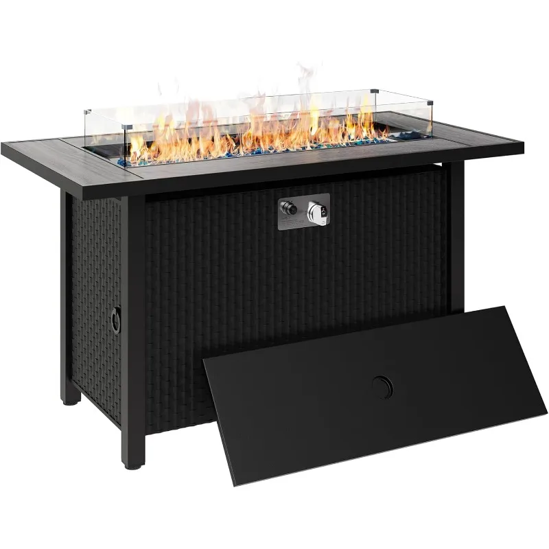 home.Walsunny 45 inch Outdoor Propane Fire Pit 50,000 BTU,Rectangle Gas Firepit Table for Garden/Patio, CSA Certification