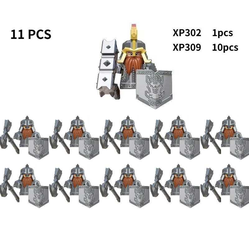 Medieval Infantry Warrior Brave Commander Leading An Army Sword and Shield War Accessories Building Blocks Toy Gift for Boys