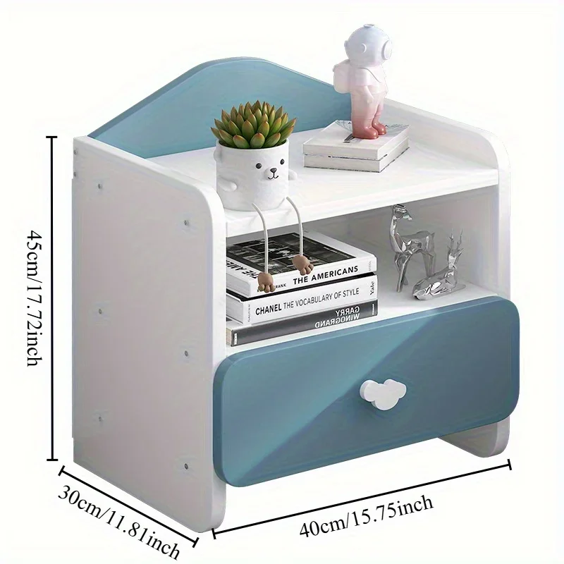 منضدة حديثة ذات أدراج مزدوجة للأطفال، طاولة تزيين لطيفة بجانب السرير، أثاث منزلي متعدد الوظائف للفتيات، خزانة بيضاء صغيرة