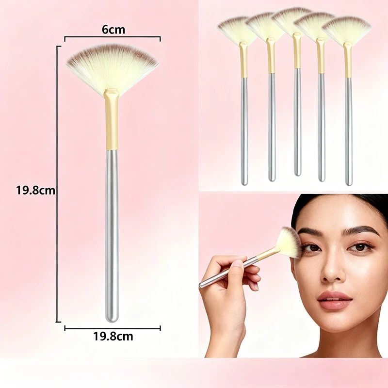 5 個ファンフェイシャルブラシソフトメイクアップアプリケーター木製ハンドルファイバーブラシグリコールピールマスク用化粧品ツール美容ブラシツール