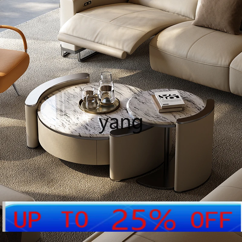 LTT luxury stone coffee table living room modern simplicity high sense creative coffee table TV cabinet combination